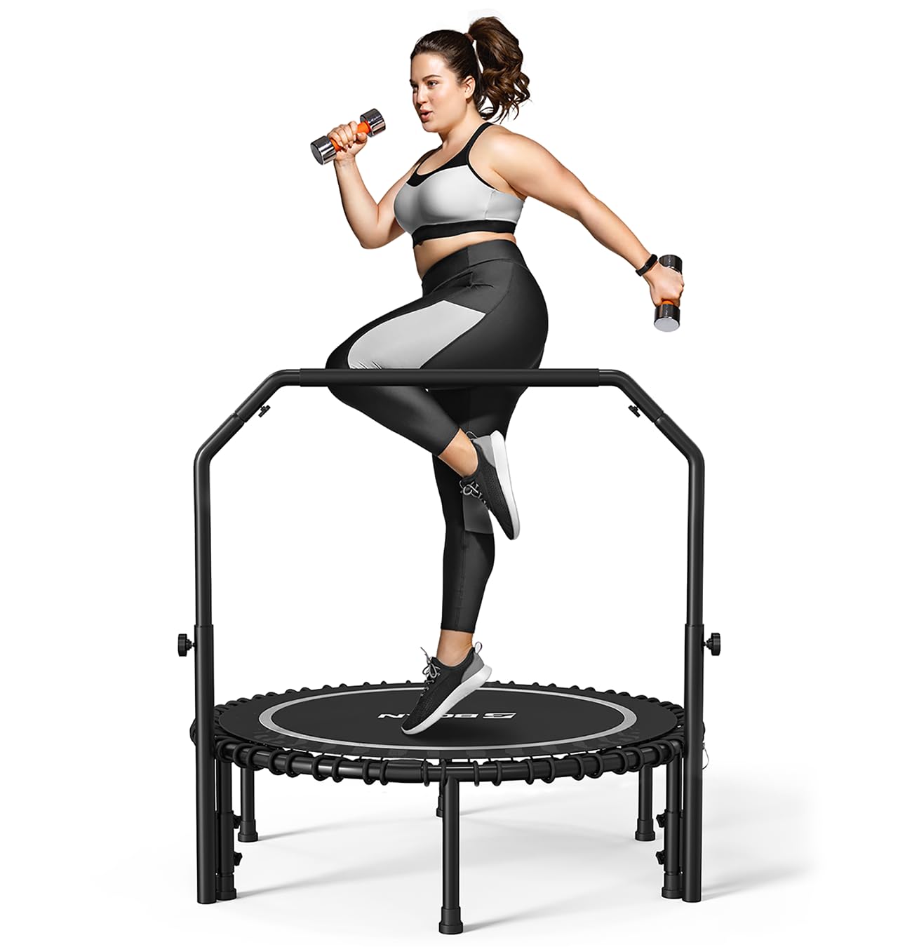BCAN 40" Fitness Trampoline With Handle - Adjustable Foam, 450 LBS Capacity, Portable & Quiet - Green - Dreamchaser Headquarters