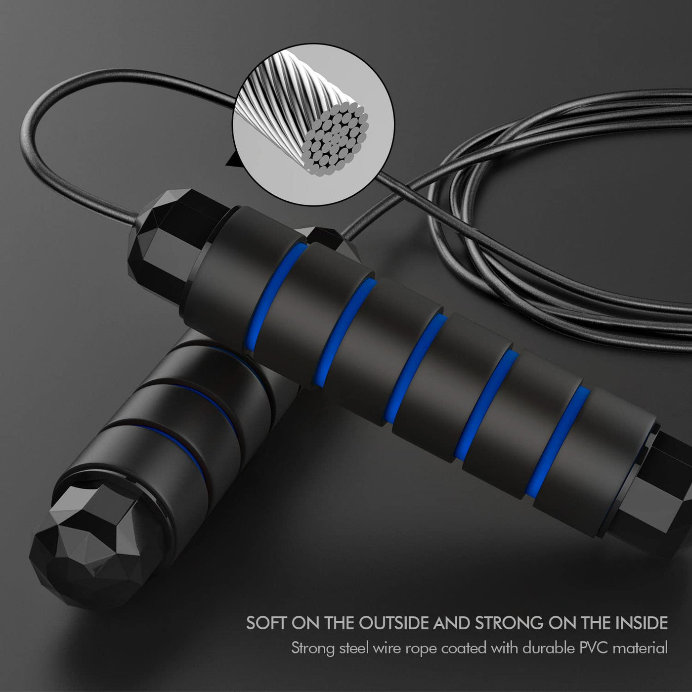 Impressive speed of the tangle-free jump rope, ideal for fast-paced workout sessions for all fitness levels.