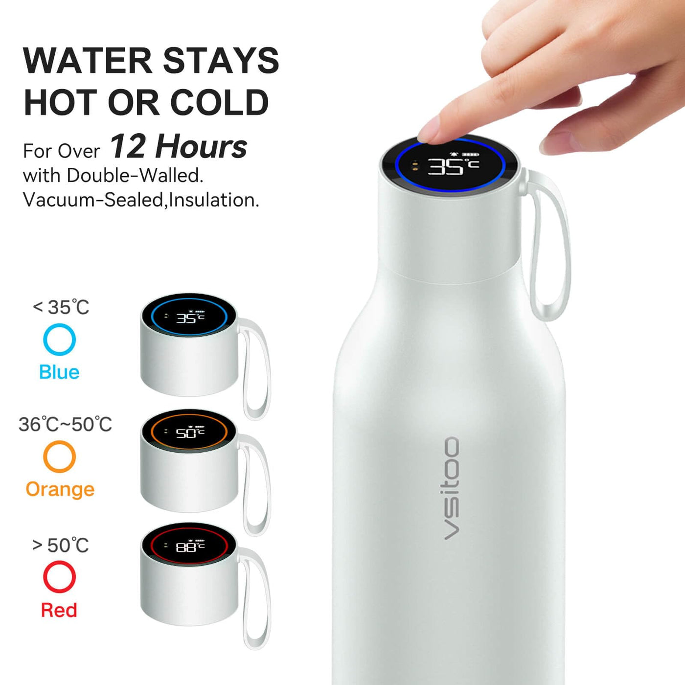 VSITOO 33 oz Smart Self-Cleaning Water Bottle,Stainless Steel Vacuum Flask,BPA-Free, One-Touch Clean,30-Day Battery, Magnetic Charging,Portable Bottle for Travel,Gym or Office,Black - Dreamchaser Headquarters