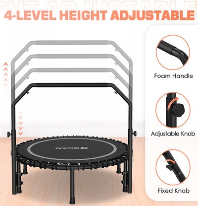 BCAN 40" Fitness Trampoline With Handle - Adjustable Foam, 450 LBS Capacity, Portable & Quiet - Green - Dreamchaser Headquarters