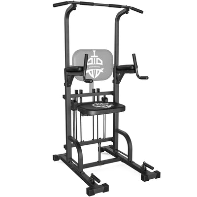 Sportsroyals Power Tower's features including the pull up bar for home gym enhancement.