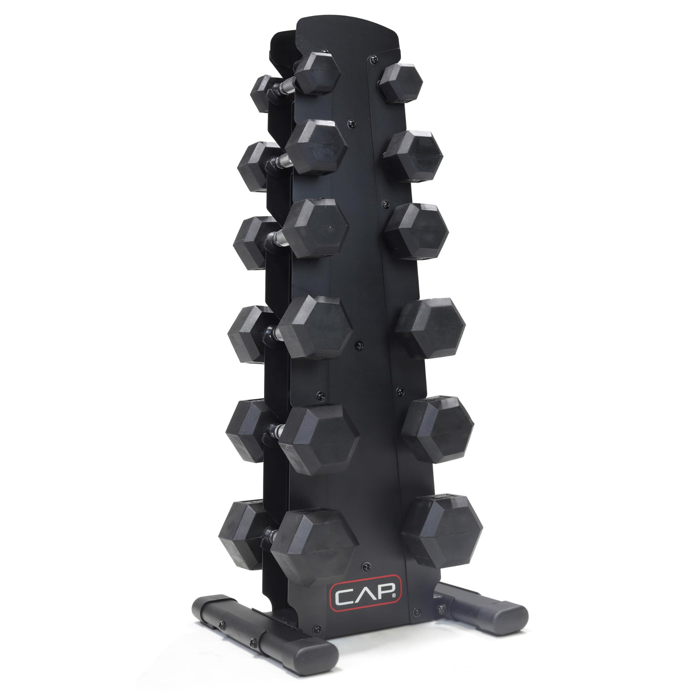 CAP Barbell 150 LB Hex Dumbbells with Rack - Space-Saving Design, Durable Rubber Coating, Versatile for Home Gym - Dreamchaser Headquarters