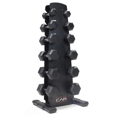CAP Barbell 150 LB Hex Dumbbells with Rack - Space-Saving Design, Durable Rubber Coating, Versatile for Home Gym - Dreamchaser Headquarters