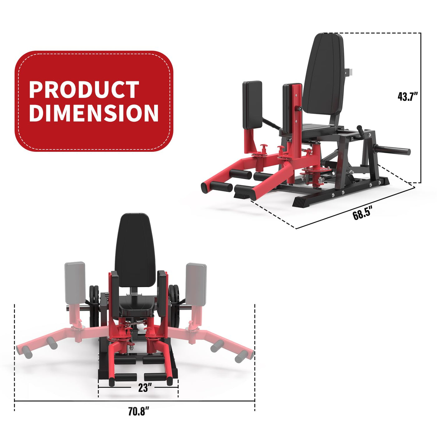 Hip Abductor Machine, Inner and Outer Thigh Machine, Abductor Adductor Machine, Hip Abduction Machine with 6 Levels Gear System & 4-Position Backrest Adjustment, Home Gym Equipment (Red) - Dreamchaser Headquarters