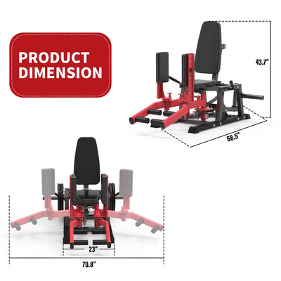 Hip Abductor Machine, Inner and Outer Thigh Machine, Abductor Adductor Machine, Hip Abduction Machine with 6 Levels Gear System & 4-Position Backrest Adjustment, Home Gym Equipment (Red) - Dreamchaser Headquarters
