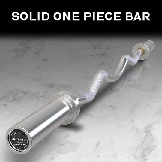 RitFit 2-Inch EZ Curl Bar with Weights for Bicep &amp; Tricep Strength Training | 350LB Olympic Barbell Set | DreamchaserHQ