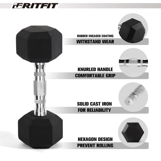 Rubber Hex Dumbbell Set for Full Body Strength Training | DreamChaserHQ