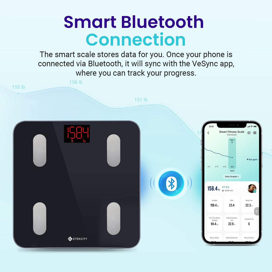 Etekcity Bluetooth Body Composition Scale - Digital Weight Scale with BMI, Body Fat &amp; Muscle Mass Tracking - Dreamchaser Headquarters