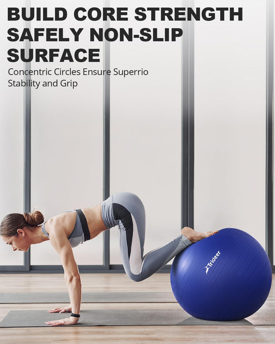 Trideer Exercise Ball for Therapy, Pregnancy &amp; Fitness - Non-Slip, Safe Design, Quick Pump Included, 5 Sizes - Dreamchaser Headquarters
