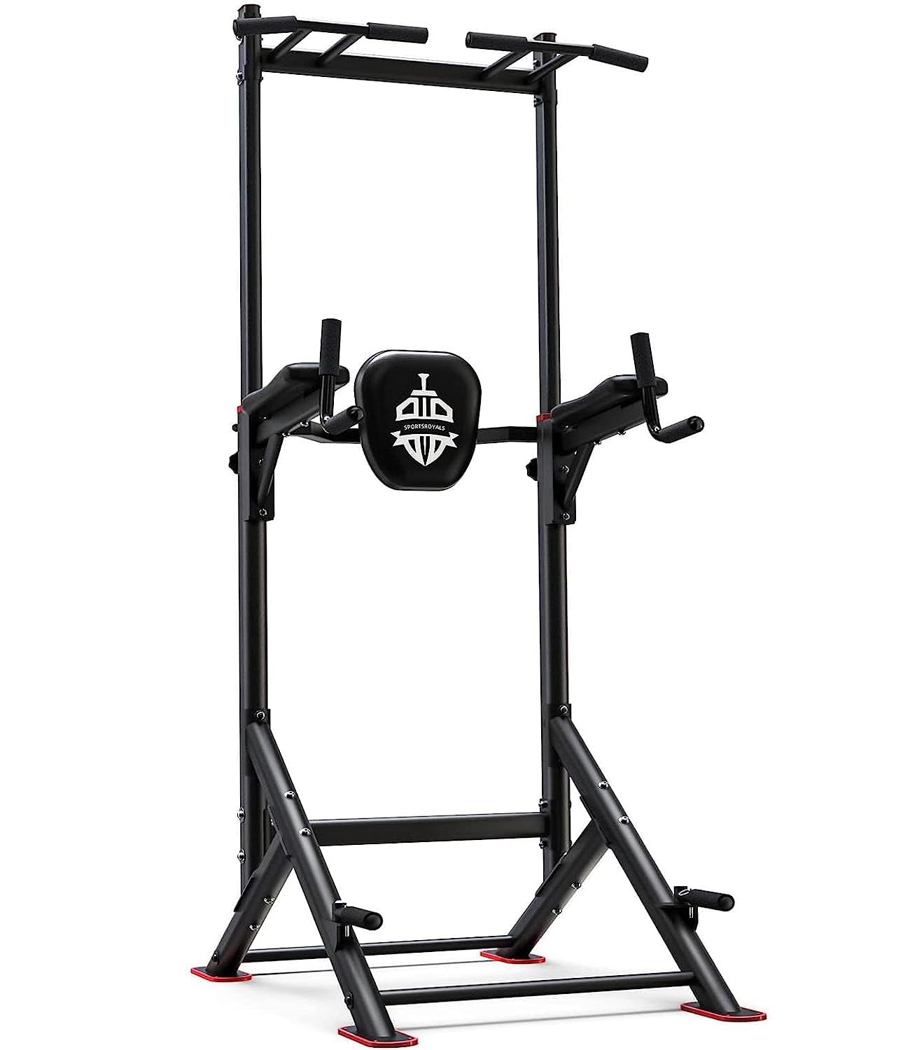 Durable construction of the Sportsroyals Power Tower pull up bar for home gym strength training.