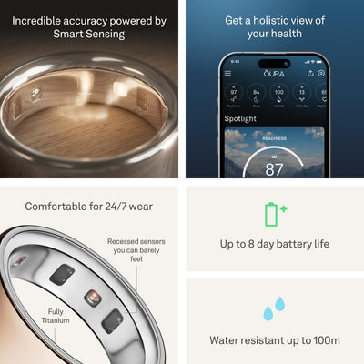 Oura Ring 4 - Silver - Size 10 - Smart Ring - Size First with Oura Ring 4 Sizing Kit - Sleep Tracking Wearable - Heart Rate - Fitness Tracker - Dreamchaser Headquarters