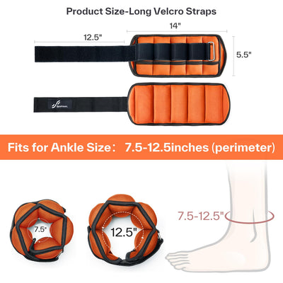 Sportneer Adjustable Weighted Ankle Weights Set 1 Pair 2 4 6 8 10 Lbs Leg Weight Straps for Women Men for Gym,Fitness, Workout,Walking, Jogging,1-5 lbs for Each Ankle, 1 Pair 2-10 lbs (Black) - Dreamchaser Headquarters