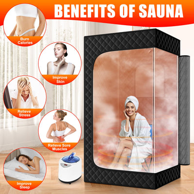 User enjoying the steam in X-Vcak Upgraded Sauna Box, demonstrating its effectiveness as a home sauna for relaxation.