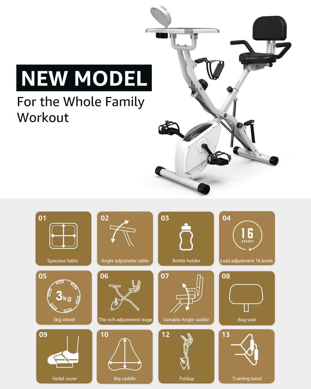 Foldable Exercise Bike 5 IN 1 with 16-Level Magnetic Resistance, Silent 20dB Operation &amp; 300LB Capacity - Dreamchaser Headquarters