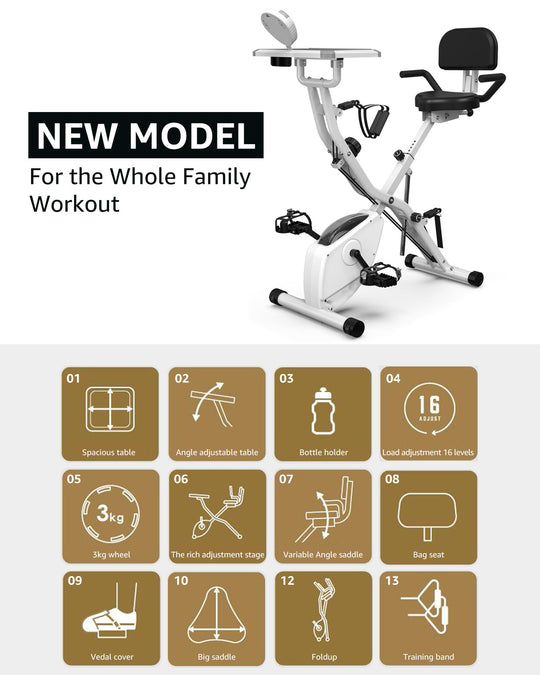 Foldable Exercise Bike 5 IN 1 with 16-Level Magnetic Resistance, Silent 20dB Operation &amp; 300LB Capacity - Dreamchaser Headquarters