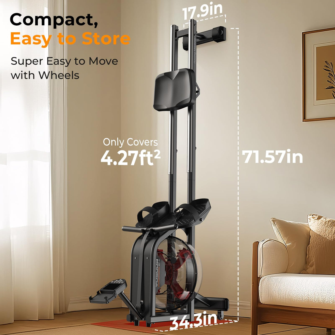 User-friendly design elements of the YOSUDA Magnetic Rowing Machine enhancing workout experience.