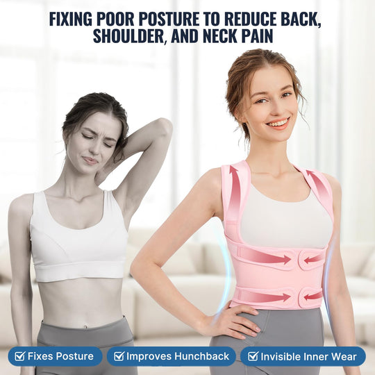 Posture Corrector For Back Pain - Fit Geno Adjustable Back Brace, Full Support &amp; Pain Relief, Breathable Design - Dreamchaser Headquarters