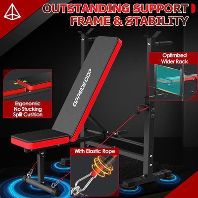 Backrest adjustment feature of OPPSDECOR Weight Bench Set, allowing users to customize their workout experience with this home gym equipment.
