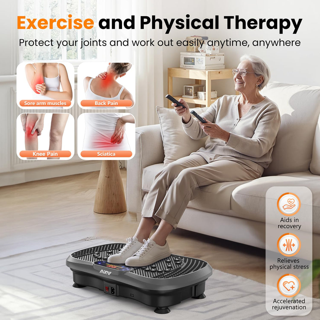 Vibrant workout setting featuring AXV Vibration Plate, an ultimate weight loss vibrating platform.