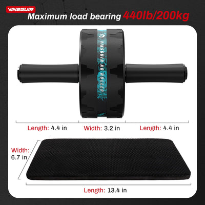 Full view of Vinsguir Ab Roller Wheel with highlighted features like stability and comfort.