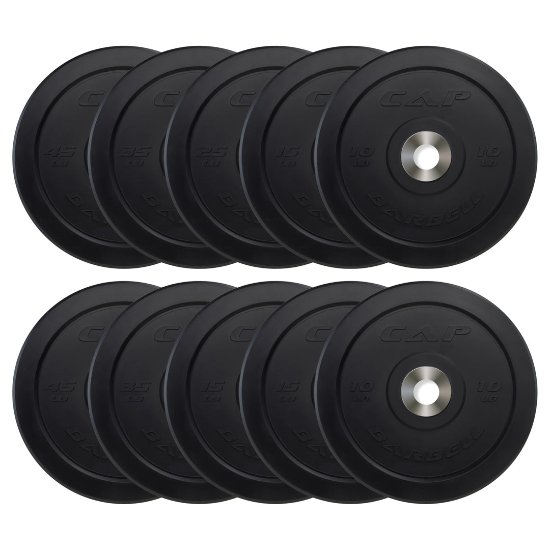 CAP Olympic Bumper Plate Weight Set 100–370LB for Home Gyms