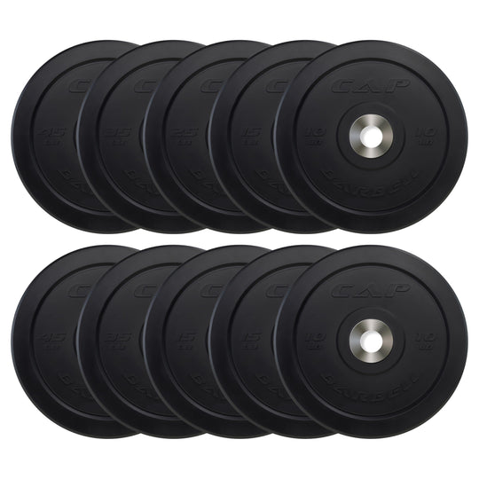 CAP Olympic Bumper Plate Weight Set 100–370LB for Home Gyms
