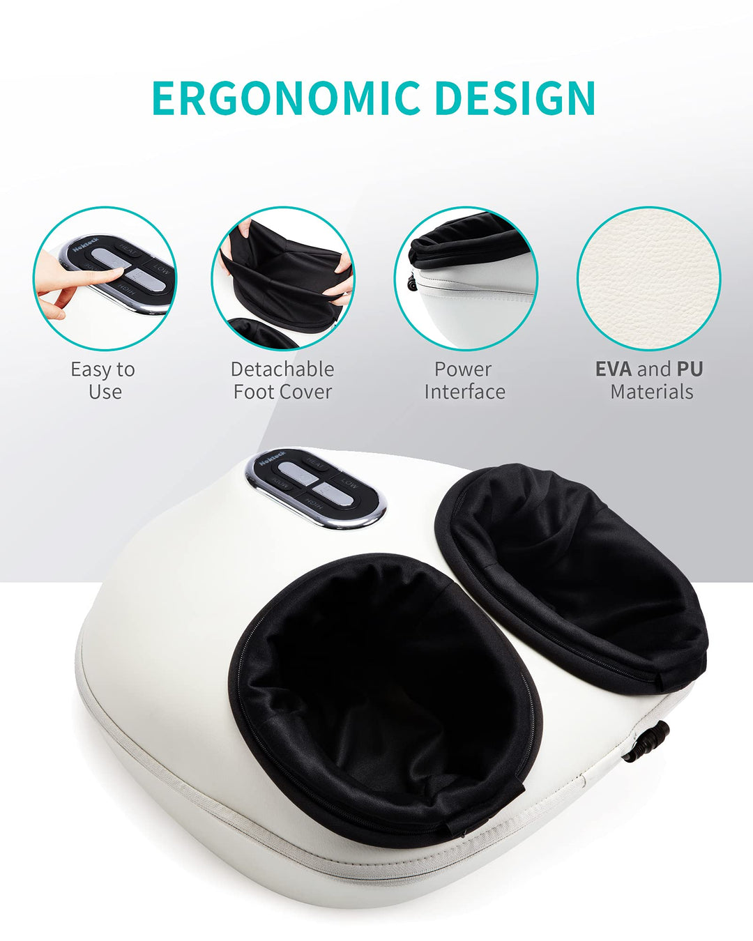 Illustration showcasing the deep kneading technique of the Nekteck Foot Massager for optimal foot wellness.