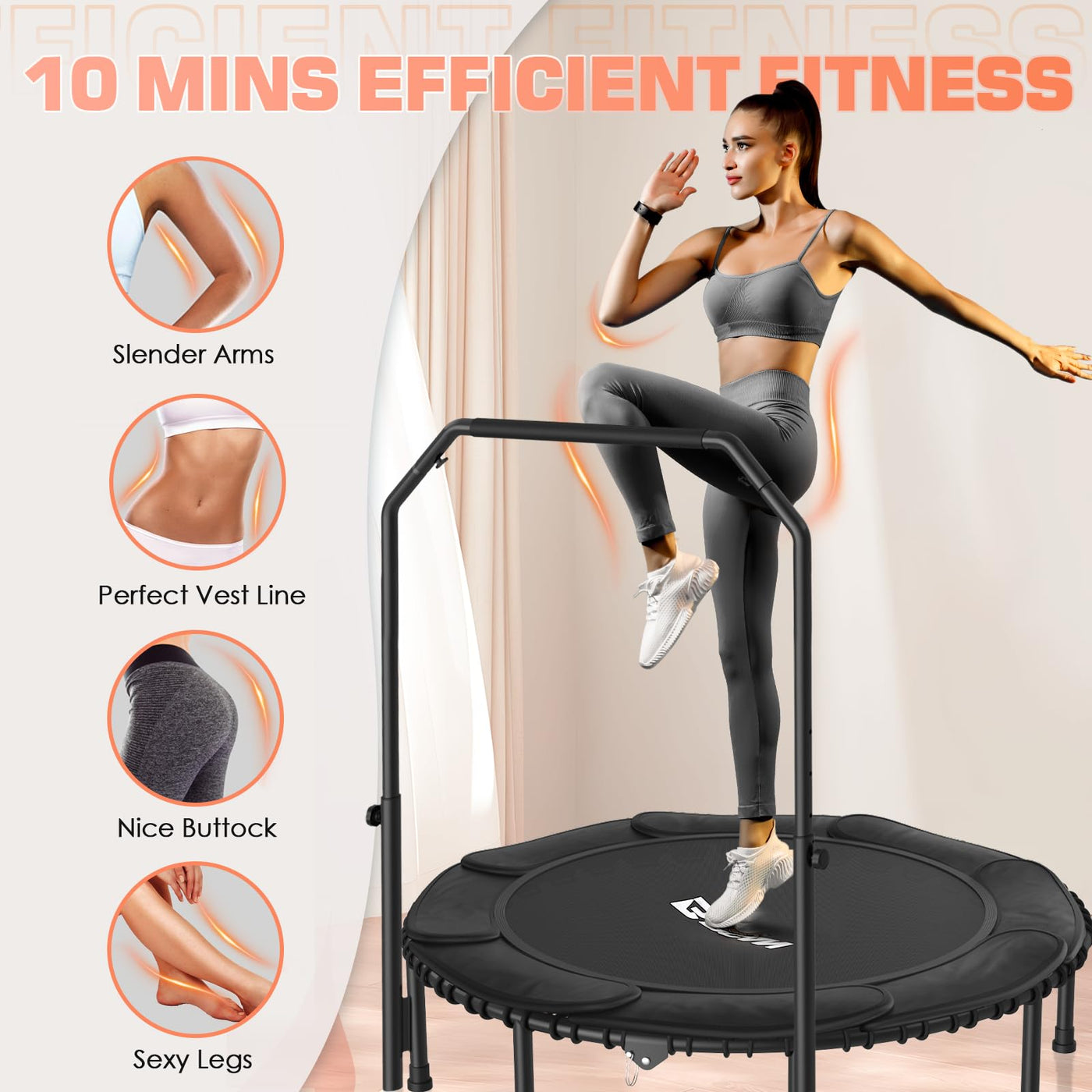 BCAN 40" Fitness Trampoline With Handle - Adjustable Foam, 450 LBS Capacity, Portable & Quiet - Green - Dreamchaser Headquarters
