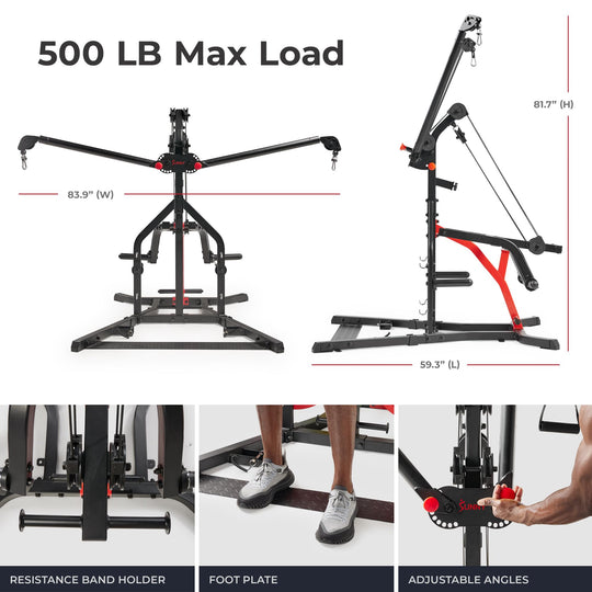 Sunny Health &amp; Fitness Multifunctional All in One Pully Cable Home Gym – Complete Functional Trainer Compact Workout System SF-HG92401 - Dreamchaser Headquarters