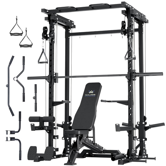 Major Fitness Drone3 Machine – All-in-One Home Gym Squat Rack with Weight Bar, Cable Crossover Machine - Dreamchaser Headquarters