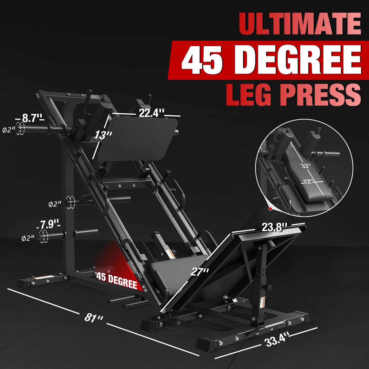 GMWD Leg Press Hack Squat Machine Combo, Leg Press Machine with Linear Bearing, Lower Body with Weight Storage for Quads, Hamstring, Glutes, Home Gym Exercise Equipment - Dreamchaser Headquarters
