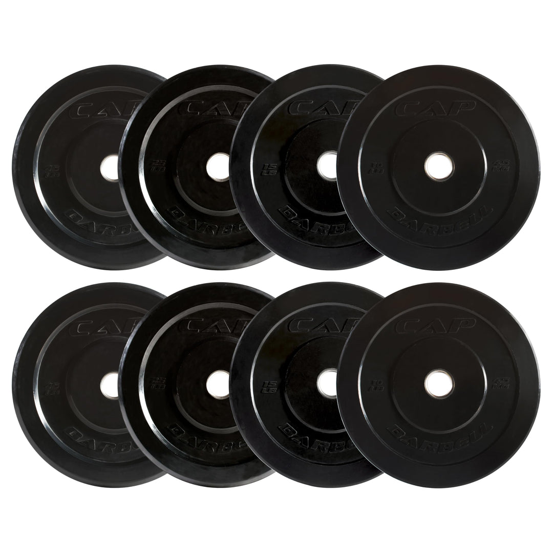 CAP Olympic Bumper Plate Weight Set 100–370LB for Home Gyms