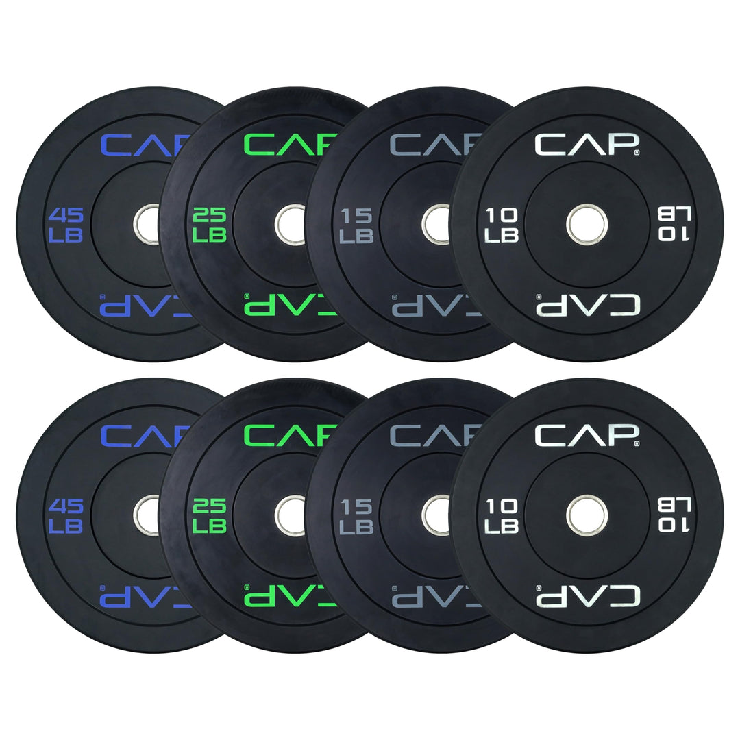 CAP Olympic Bumper Plate Weight Set 100–370LB for Home Gyms