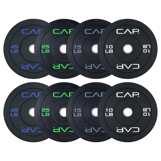 CAP Olympic Bumper Plate Weight Set 100–370LB for Home Gyms