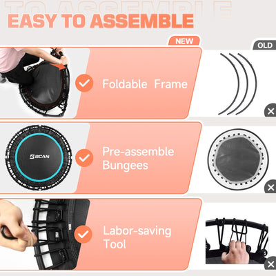 BCAN fitness trampoline with handle set up in a vibrant area, inviting users for a fun and effective workout.