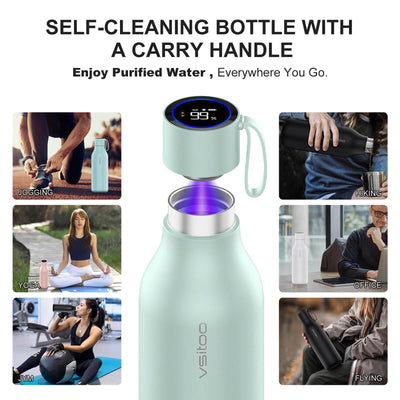 VSITOO 33 oz Smart Self-Cleaning Water Bottle,Stainless Steel Vacuum Flask,BPA-Free, One-Touch Clean,30-Day Battery, Magnetic Charging,Portable Bottle for Travel,Gym or Office,Black - Dreamchaser Headquarters