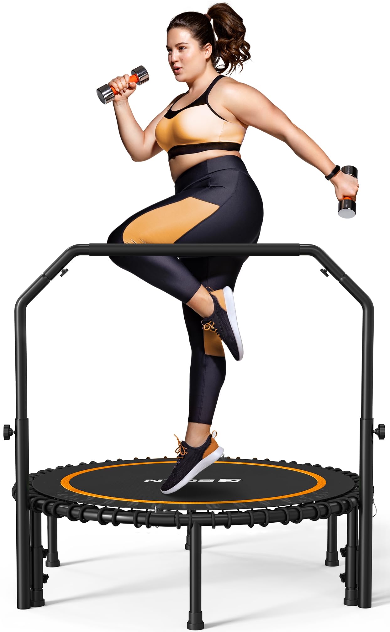 BCAN 40" Fitness Trampoline With Handle - Adjustable Foam, 450 LBS Capacity, Portable & Quiet - Green - Dreamchaser Headquarters
