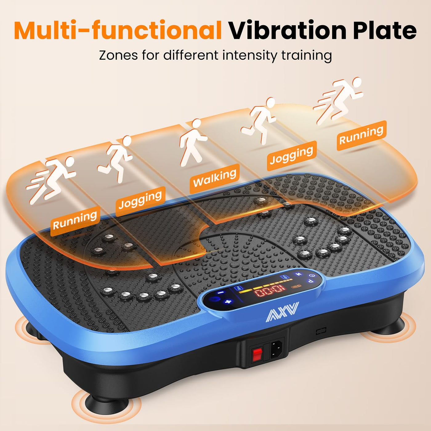 View of AXV Vibration Plate in use, illustrating the benefits of muscle engagement for weight loss.