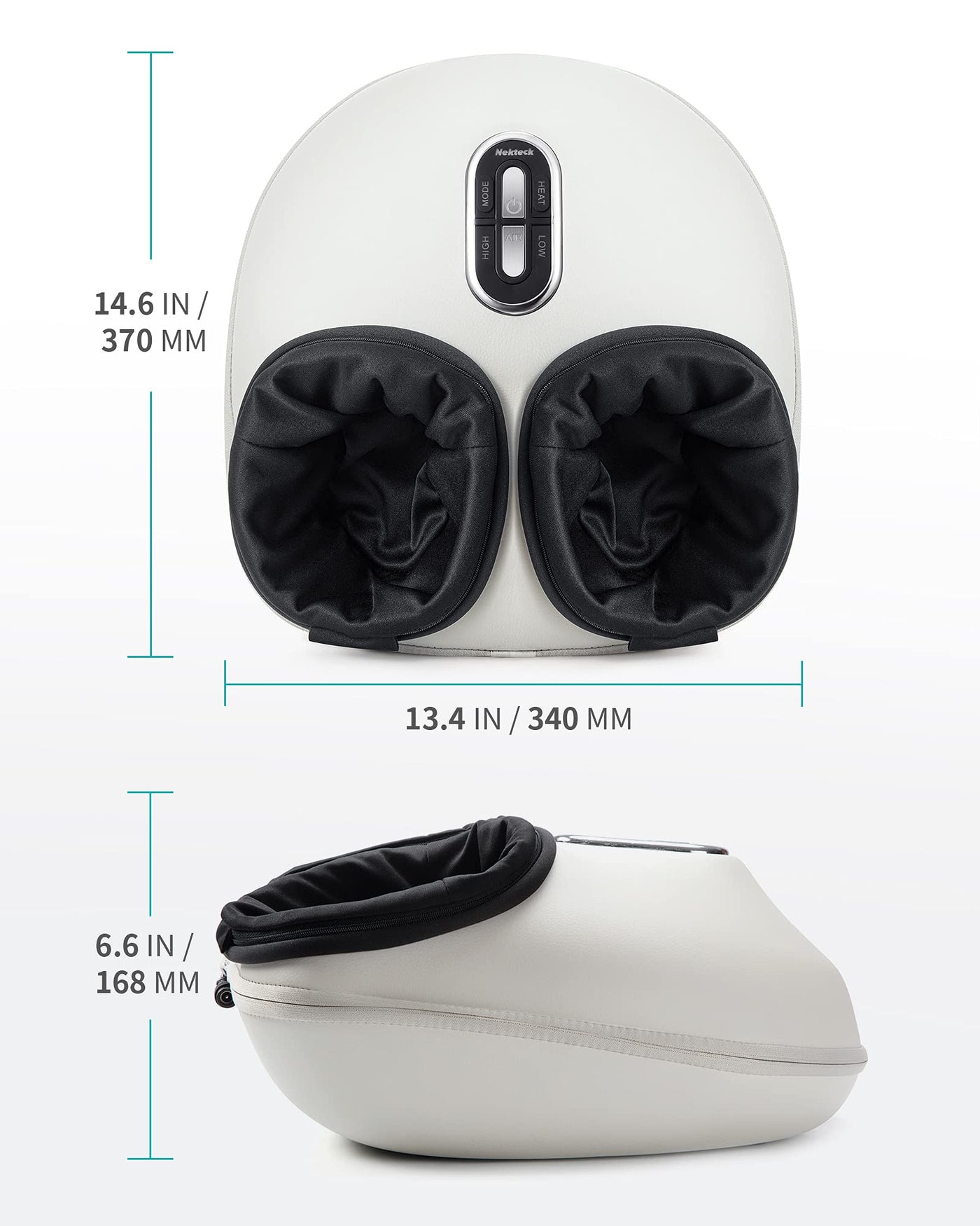 Happy customer giving review of the Nekteck Foot Massager, emphasizing its effectiveness for deep tissue foot therapy.