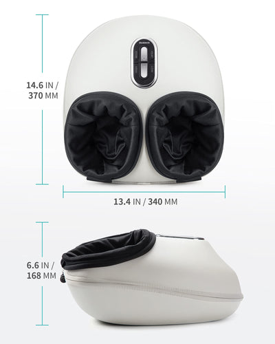 Happy customer giving review of the Nekteck Foot Massager, emphasizing its effectiveness for deep tissue foot therapy.