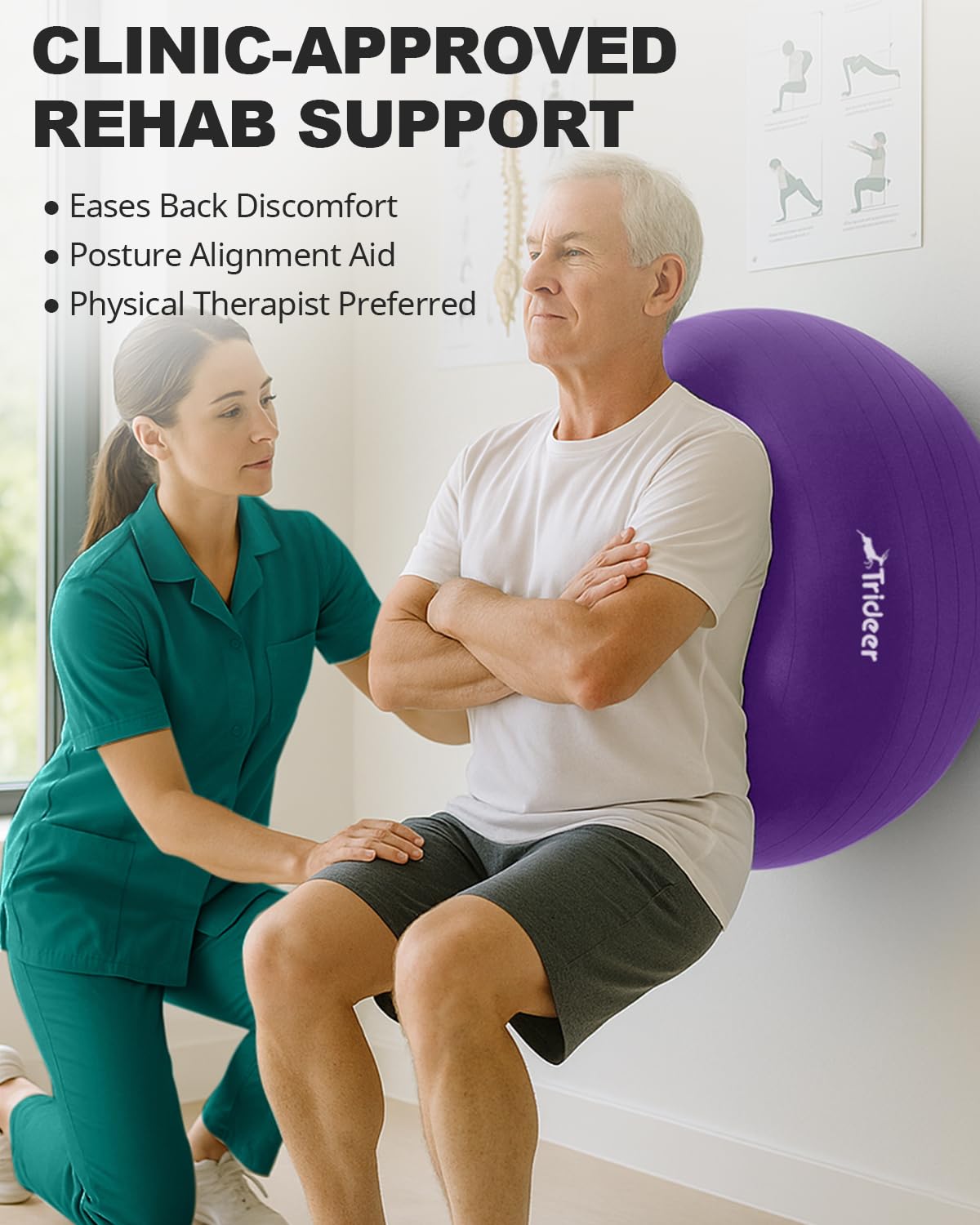 Trideer Yoga Ball for pregnancy and fitness, illustrating its versatility as an essential exercise ball for therapy.