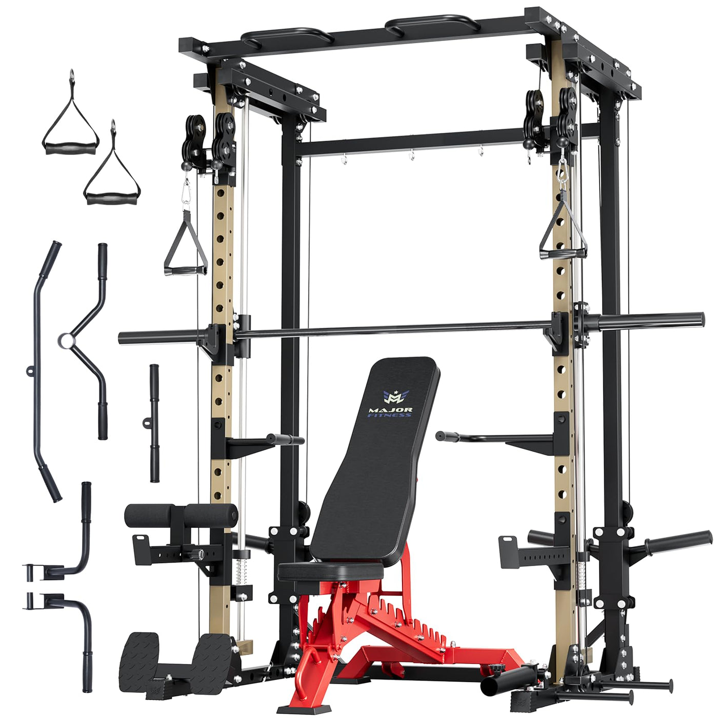 Major Fitness Drone3 Machine – All-in-One Home Gym Squat Rack with Weight Bar, Cable Crossover Machine - Dreamchaser Headquarters