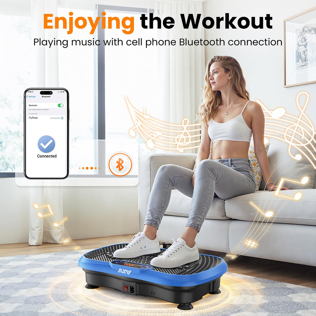 Variety of exercises on AXV Vibration Plate promoting weight loss and muscle activation effectively.