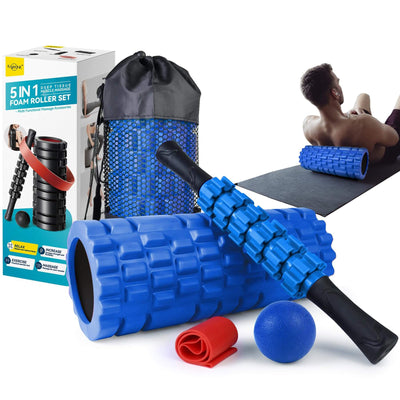 Krightlink 5 in1 Foam Roller Set for Deep Tissue Muscle Massage, High Density Fitness Exercise Foam Roller, Massage Roller, Massage Ball - Dreamchaser Headquarters