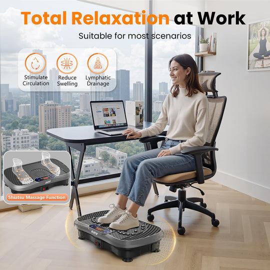 Dynamic exercise on AXV Vibration Plate reflecting a commitment to achieving weight loss goals.