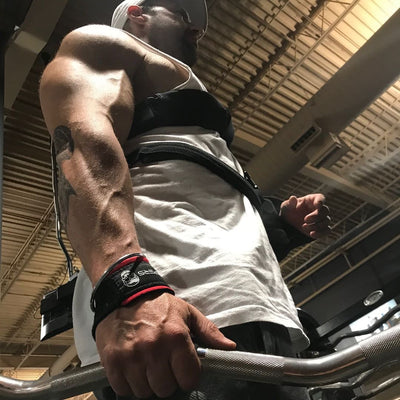 Full view of Gymreapers lifting wrist straps promoting strong grip and wrist safety for weightlifting.