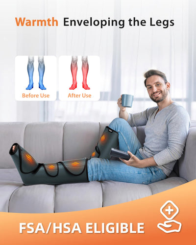 CINCOM leg massager with heat and air compression, great for improving blood circulation and alleviating RLS symptoms.