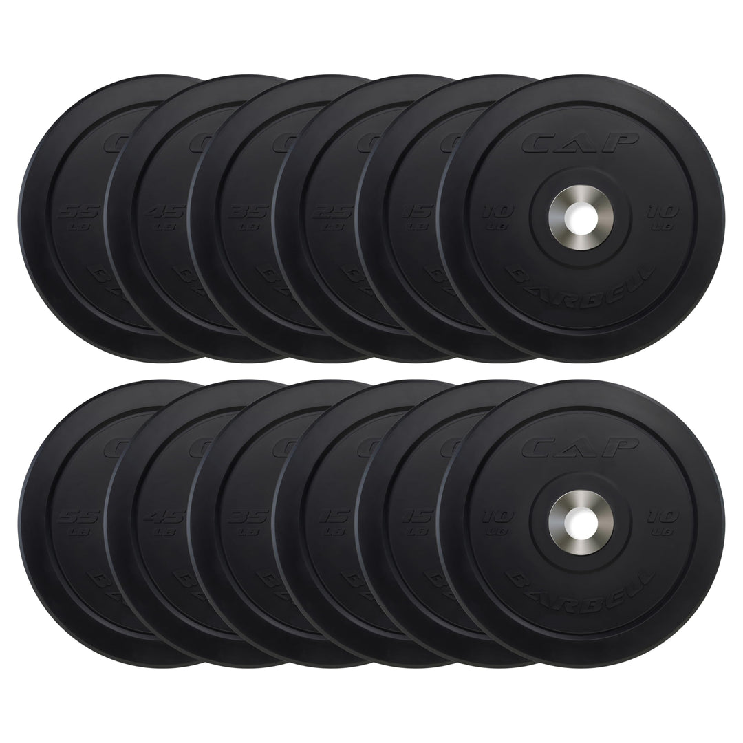 CAP Olympic Bumper Plate Weight Set 100–370LB for Home Gyms