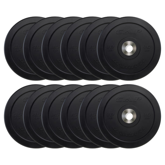 CAP Olympic Bumper Plate Weight Set 100–370LB for Home Gyms