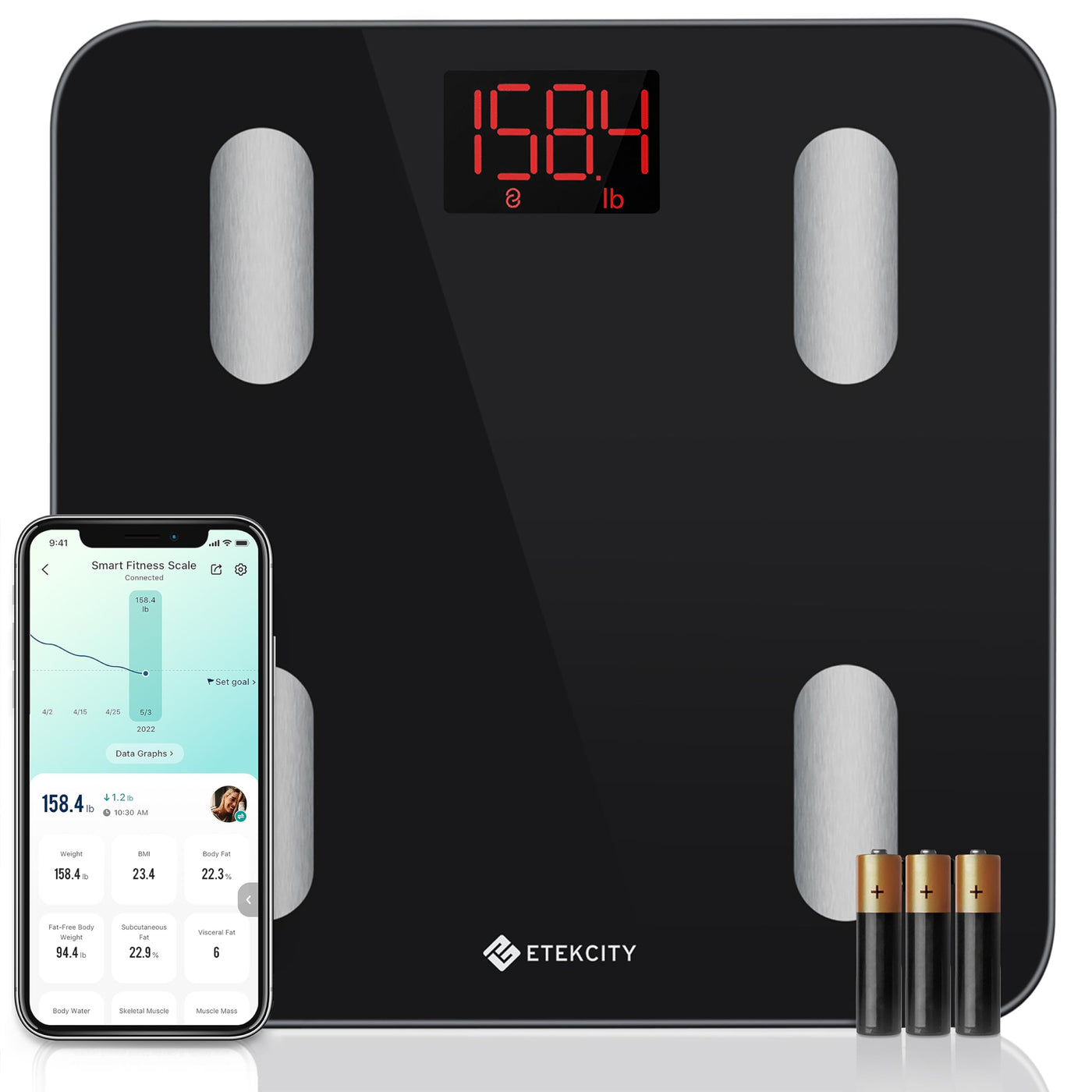 Etekcity Bluetooth Body Composition Scale - Digital Weight Scale with BMI, Body Fat & Muscle Mass Tracking - Dreamchaser Headquarters